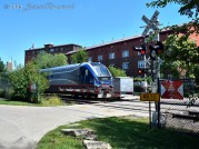 Train 390, the Saluki, passes Ping Tom Park on the final leg of its run into Chicago